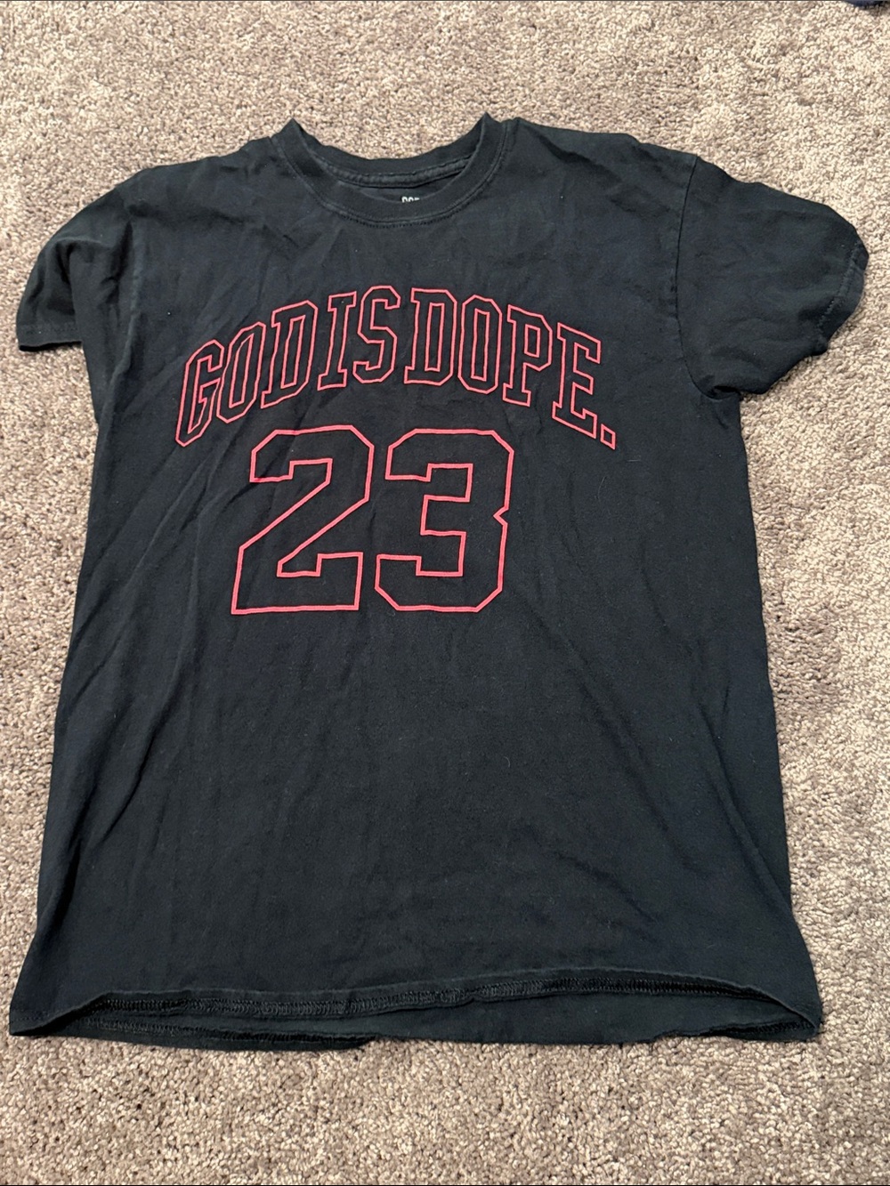 GODISDOPE Black Short Sleeve Tee with Red Graphic 23
